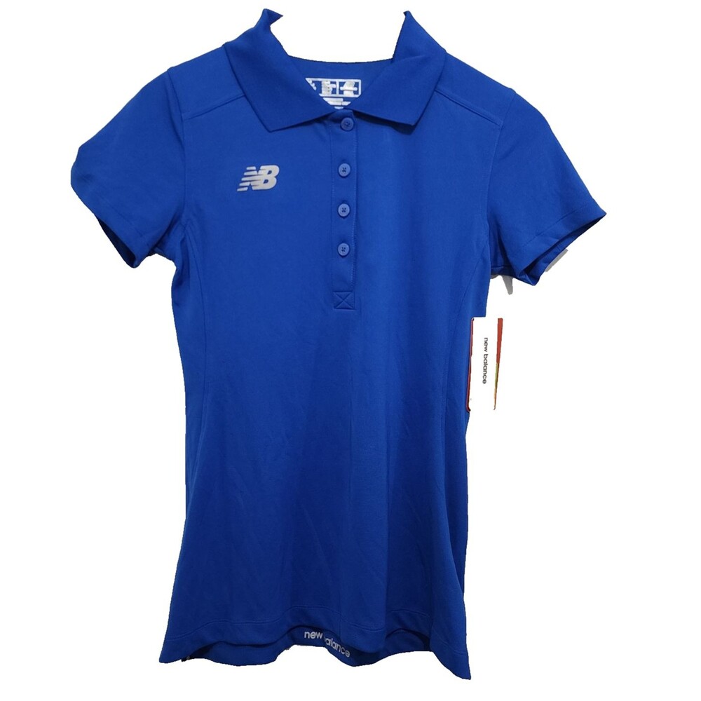 New Balance Women's Performance Tech Polo Shirt Royal Blue Size S Short Sleeve